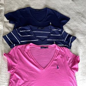 Lot of three Polo Ralph Lauren V-neck T-shirts
